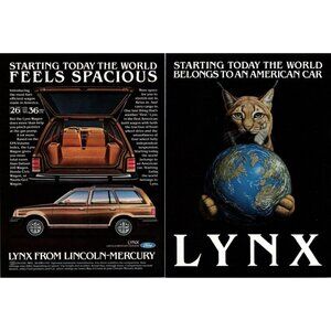 1981Mercury Lynx Station Wagon 2 Page Vintage Print Ad 80s Family Car Wall Art